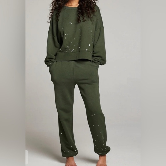 Chaser Ombré Forest Night Splatter Paint Pullover and Matching Pant - Picture 1 of 7